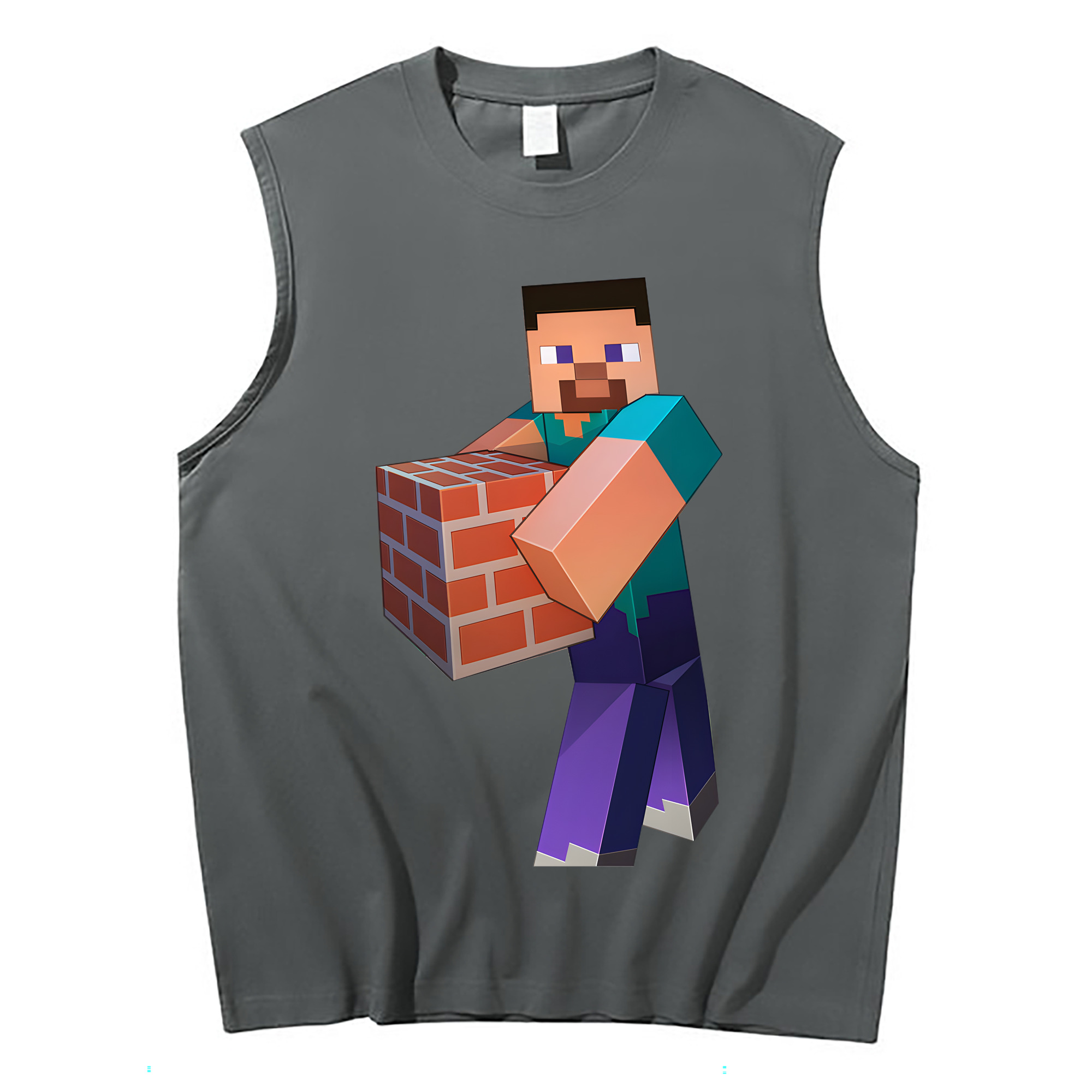 （画像用） マインクラフト ブロックの世界 Minecraft MC Block world コットン100％タンクトップ（フロントプリント）
